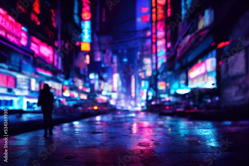 Nighttime cyberpunk city illustration © Mikiehl Design