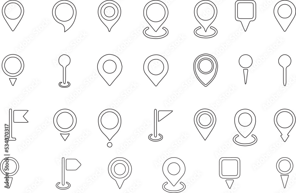 Set of Location pin icons. Modern map markers. Location mark icons. Vector illustration Set of Location pin icons. Modern map markers. Location mark icons. Vector illustration