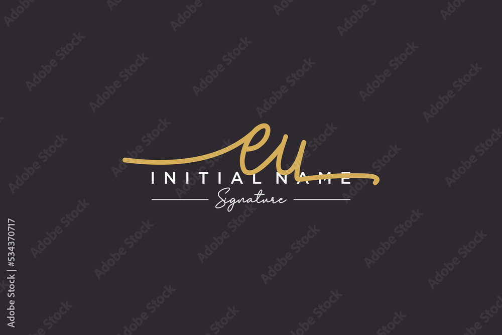 Initial EU signature logo template vector. Hand drawn Calligraphy lettering Vector illustration. Initial EU signature logo template vector. Hand drawn Calligraphy lettering Vector illustration.