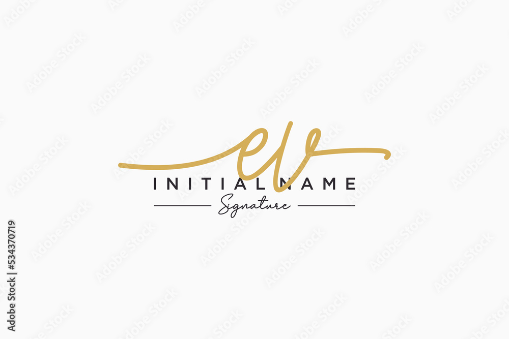 Initial EV signature logo template vector. Hand drawn Calligraphy lettering Vector illustration. Initial EV signature logo template vector. Hand drawn Calligraphy lettering Vector illustration.