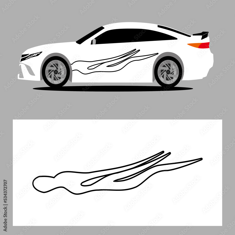 Fototapeta premium car stripes vector art decal with black color. stripes car decal. sticker car decal