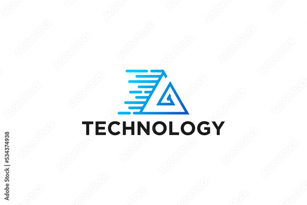 Triangle motion logo design modern technology company icon symbol initial letter G Triangle motion logo design modern technology company icon symbol initial letter G