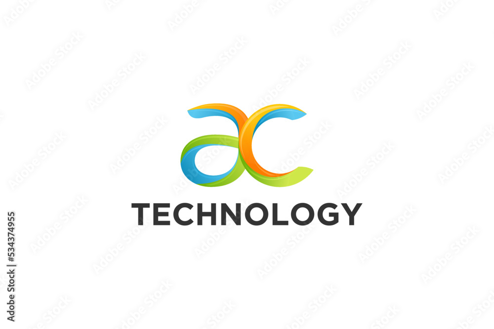 AC initial logo concept modern technology iocn symbol financial logo alphabet AC initial logo concept modern technology iocn symbol financial logo alphabet