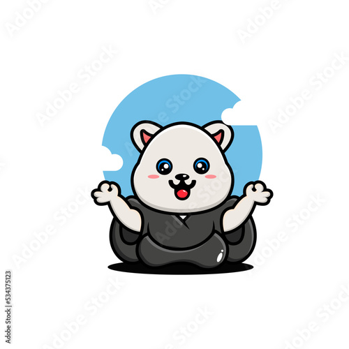 Cute polar yoga cartoon vector illustration