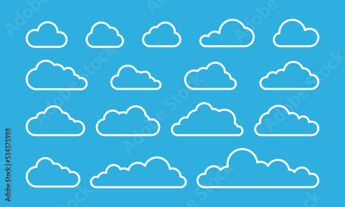 collection of cloud lines on a blue background