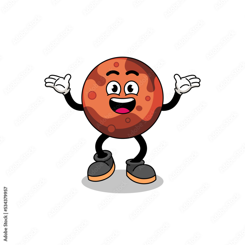mars planet cartoon searching with happy gesture mars planet cartoon searching with happy gesture