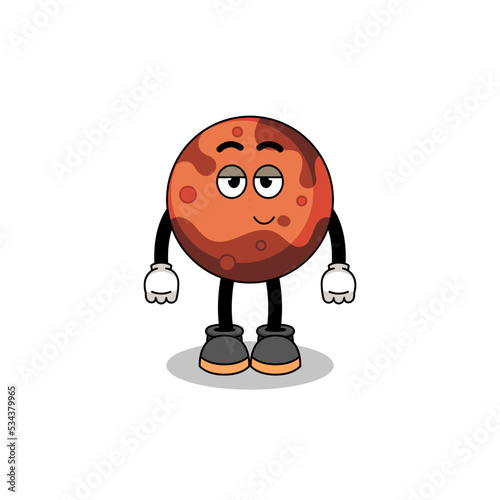 mars planet cartoon couple with shy pose