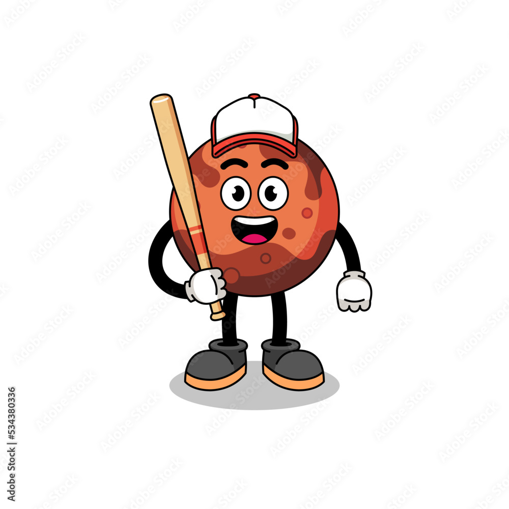 mars planet mascot cartoon as a baseball player mars planet mascot cartoon as a baseball player