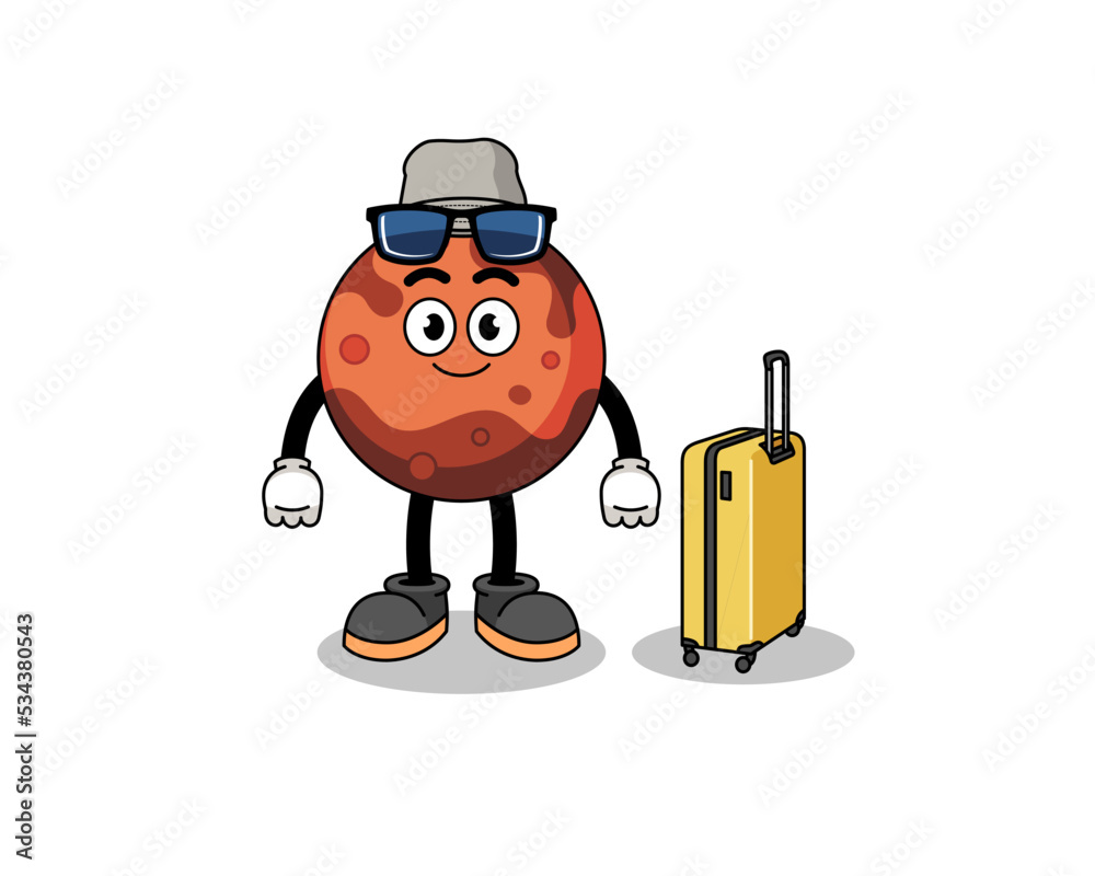 mars planet mascot doing vacation mars planet mascot doing vacation