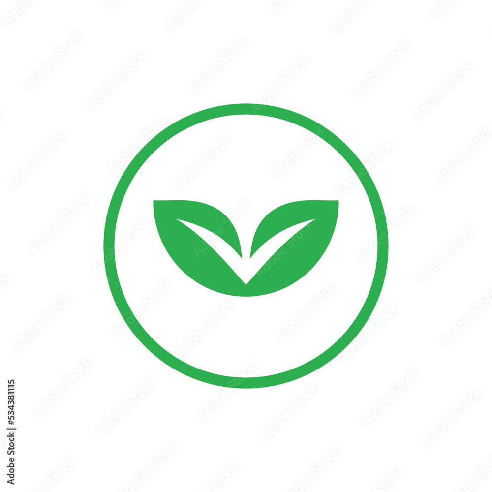 Green leaf logo, nature icon design, ecology symbol vector