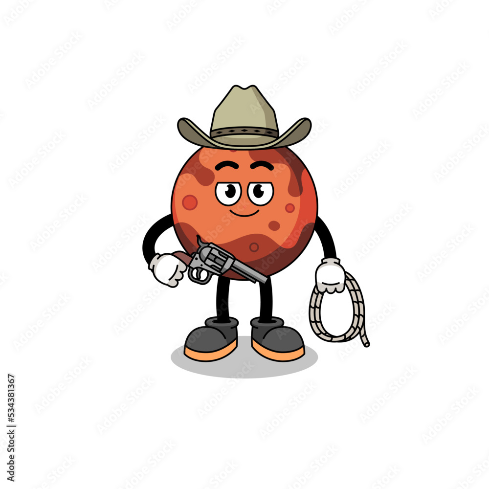 Character mascot of mars planet as a cowboy Character mascot of mars planet as a cowboy