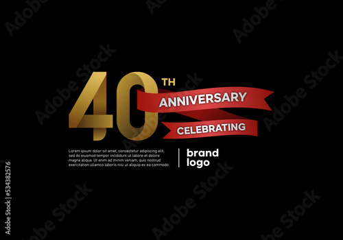 40 years anniversary logo with gold and red emblem on black background