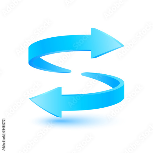 Foto Two arrows blue circulating around refresh icon, Update symbol or download
