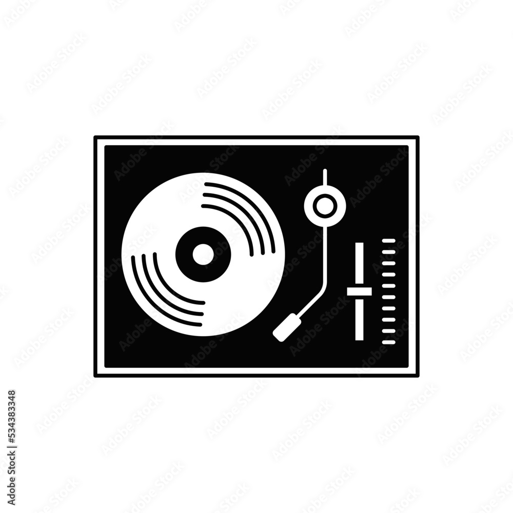 Vinyl player, turntable vinyl icon in black flat glyph, filled style isolated on white background Vinyl player, turntable vinyl icon in black flat glyph, filled style isolated on white background