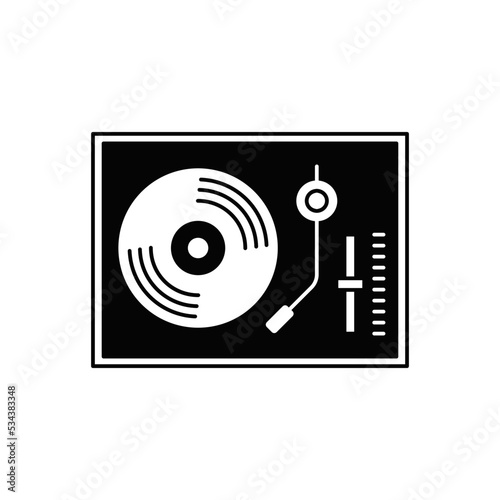 Vinyl player, turntable vinyl icon in black flat glyph, filled style isolated on white background