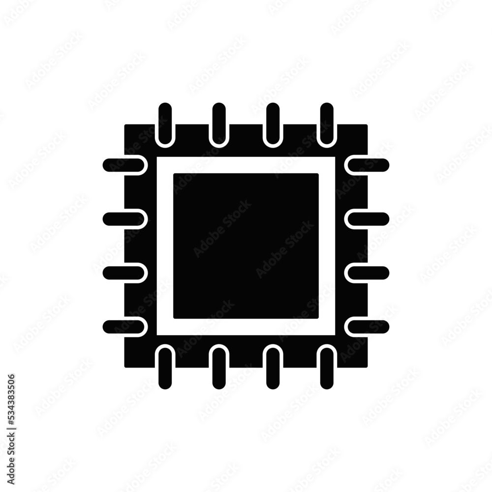 Microprocessor, processor icon in black flat glyph, filled style isolated on white background Microprocessor, processor icon in black flat glyph, filled style isolated on white background