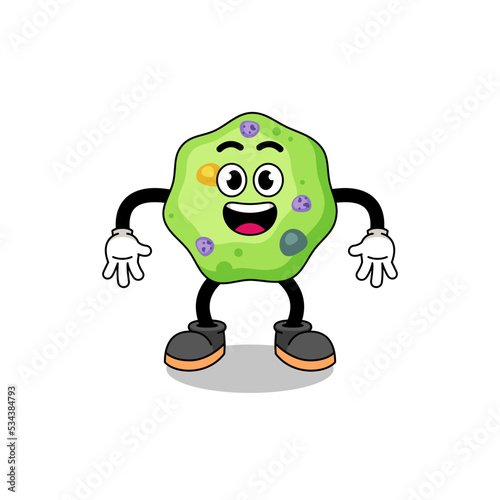 amoeba cartoon with surprised gesture