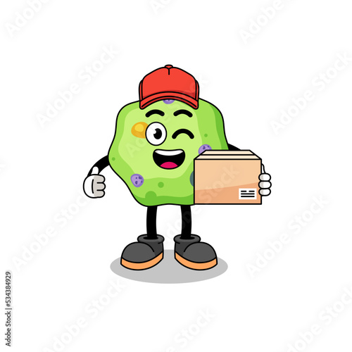 amoeba mascot cartoon as an courier