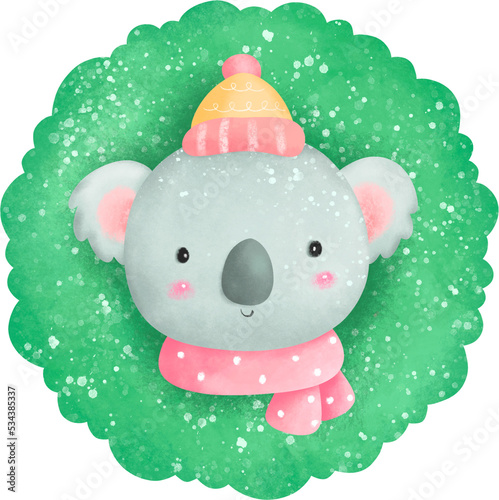 Photography Christmas Wreath with cute koala