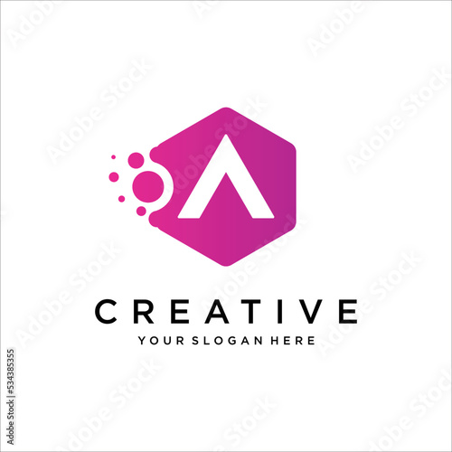 A Letter with Dots Logo Design Vector with Dots.