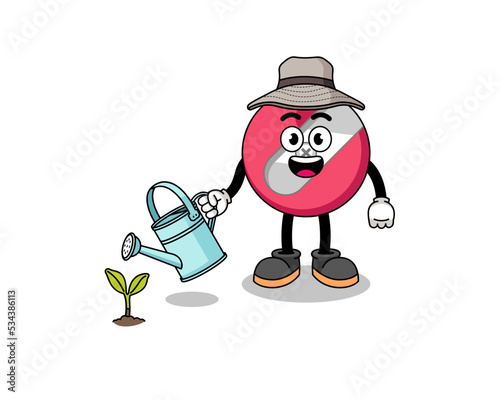 pencil sharpener cartoon watering the plant