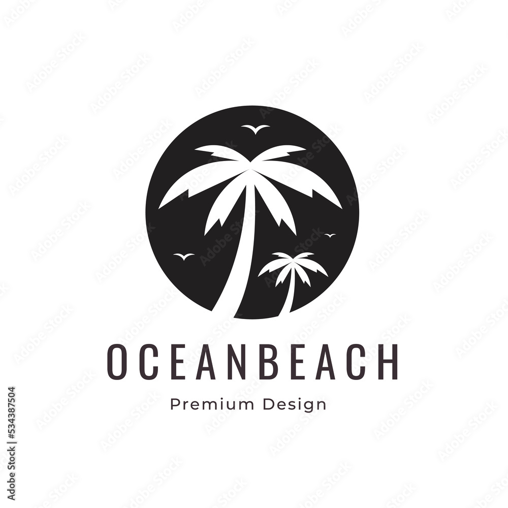 beach paradise logo design vector graphic illustration