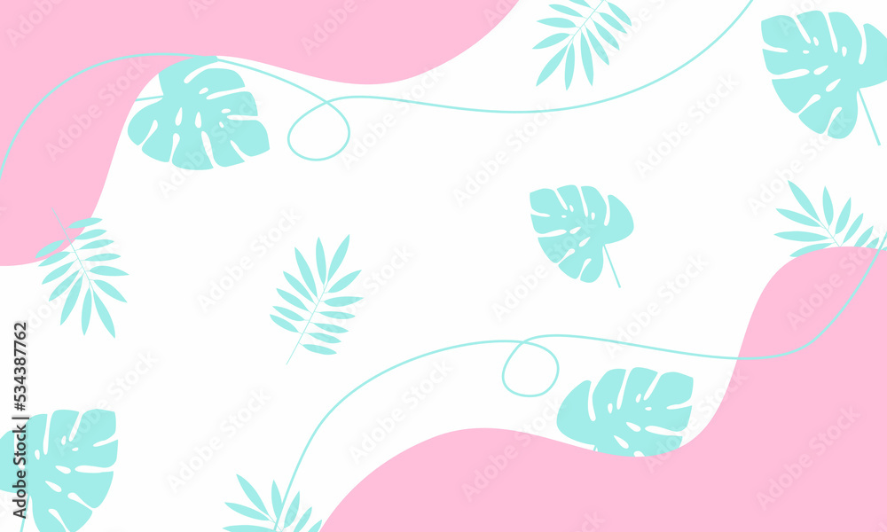 abstract backfround cute pink blue for Social media post banner with leaves for fashion sale promotion