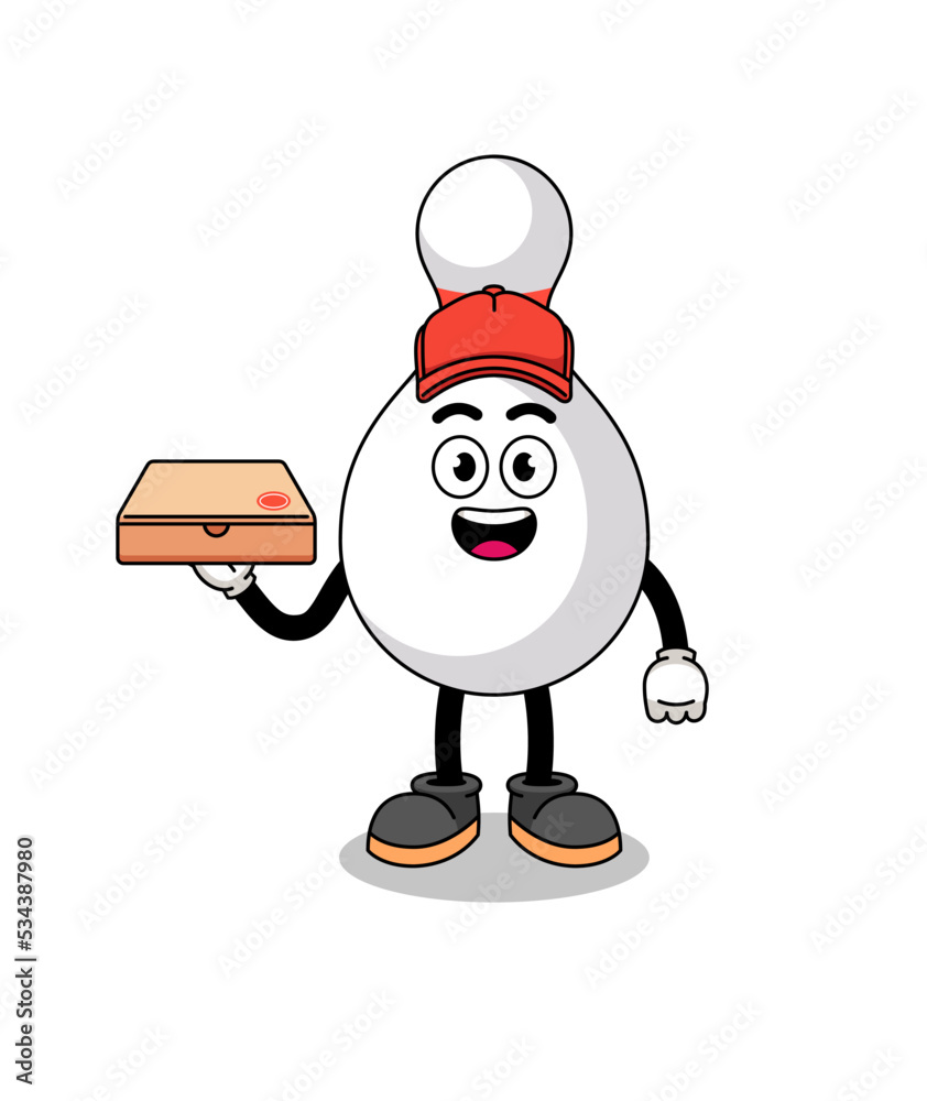 bowling pin illustration as a pizza deliveryman bowling pin illustration as a pizza deliveryman