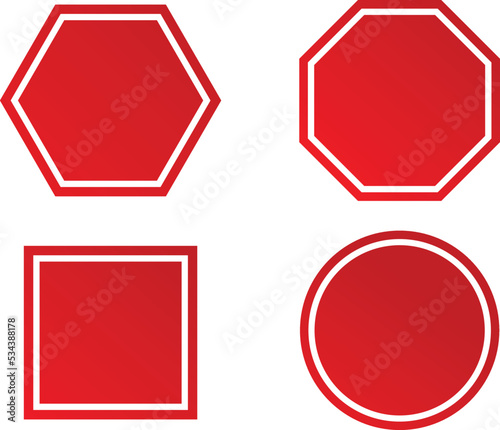 Set of Blank Stop vector Illustration.