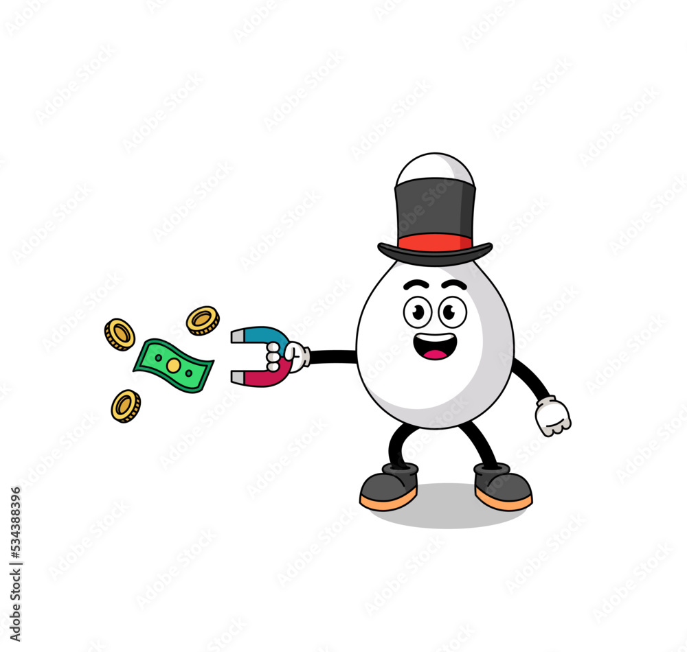 Character Illustration of bowling pin catching money with a magnet