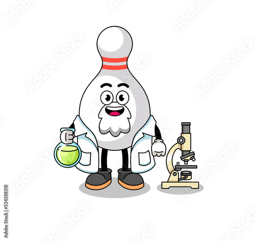 Mascot of bowling pin as a scientist