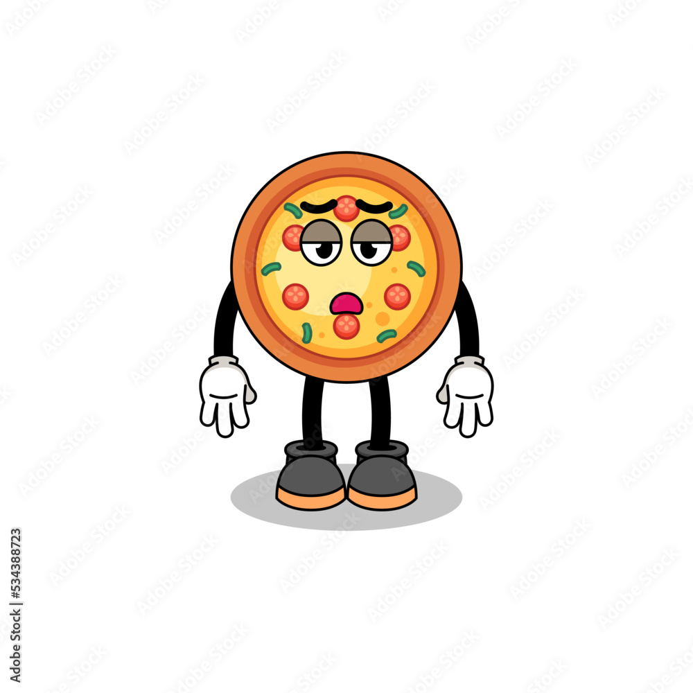 pizza cartoon with fatigue gesture pizza cartoon with fatigue gesture