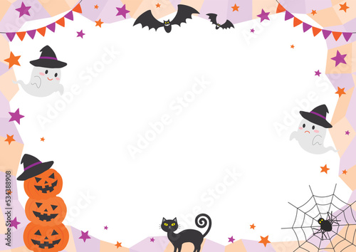 ハロウィン_お化け_フレーム_ポリゴン_1