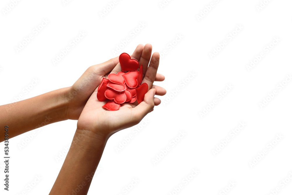 Kids playing with hearts to make messages with their hands Kids playing with hearts to make messages with their hands