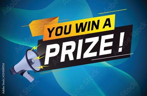 you win prize word concept vector illustration with megaphone and 3d style for use landing page, template, ui, web, mobile app, poster, banner, flyer, background, gift card, coupon, wallpaper