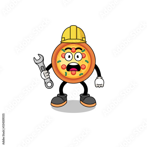 Character Illustration of pizza with 404 error