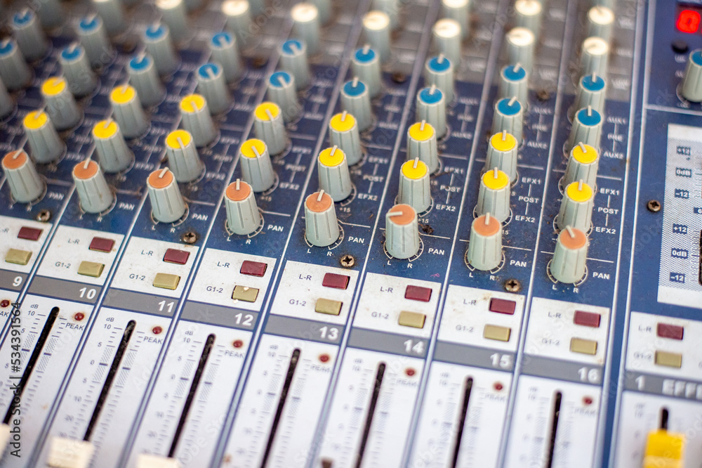 sound check for concert, mixer control, music engineer, backstage sound check for concert, mixer control, music engineer, backstage