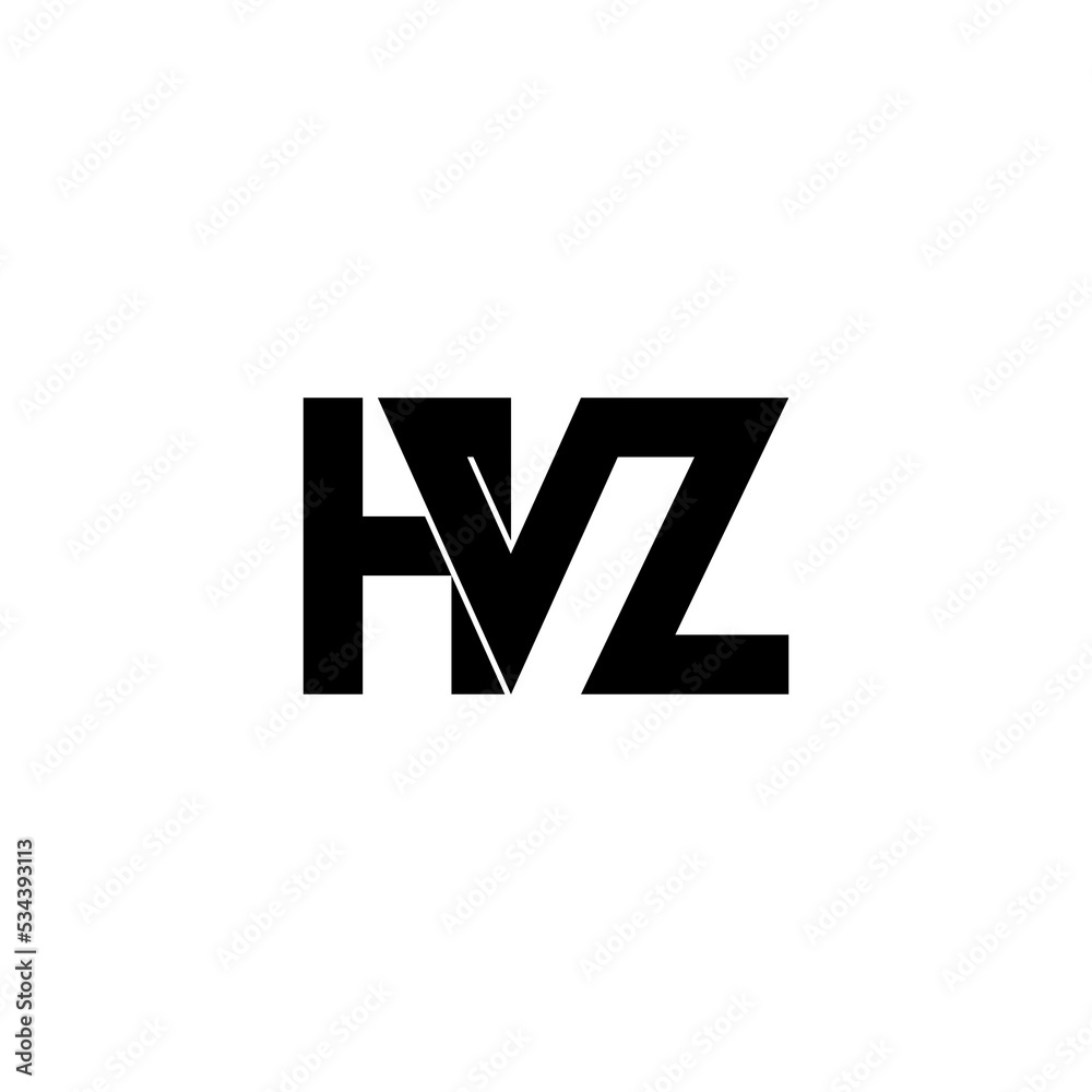 hvz lettering initial monogram logo design hvz lettering initial monogram logo design