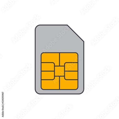 SIM card icon icon in color, isolated on white background 