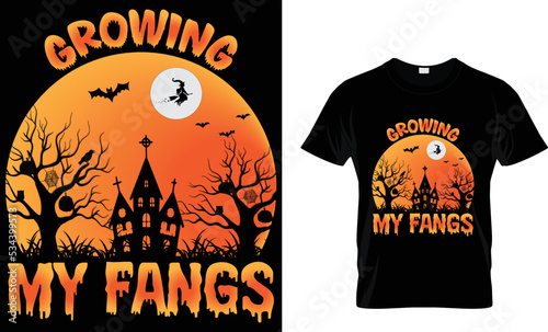 Growing my fangs.t shirt design tamplete.