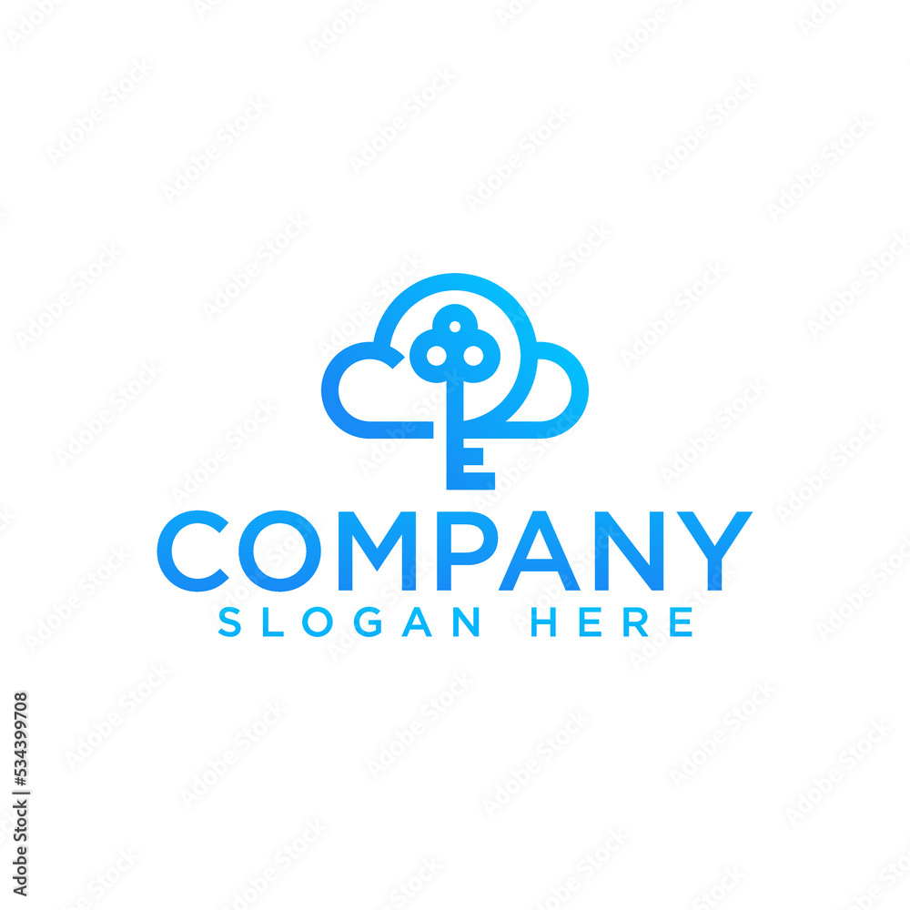 cloud and key logo icon and vector