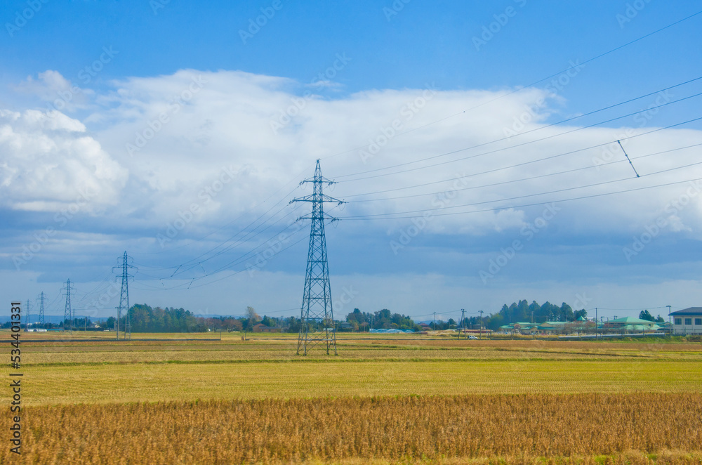 Rice fields at rural Japan near Naruko onsen, Miyagi prefecture, Japan. Rice fields at rural Japan near Naruko onsen, Miyagi prefecture, Japan.