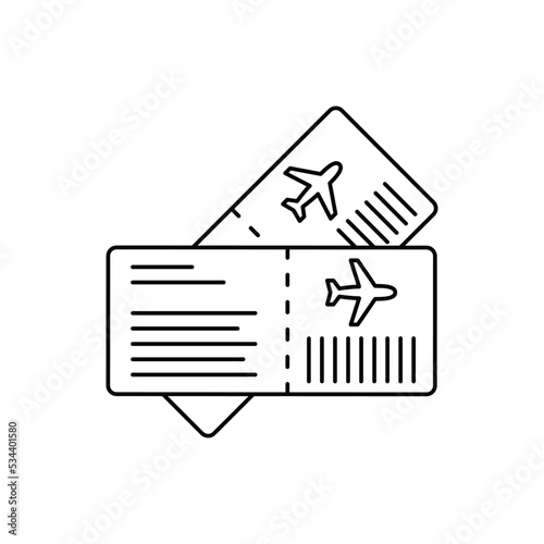 Tickets travel icon in line style icon, isolated on white background
