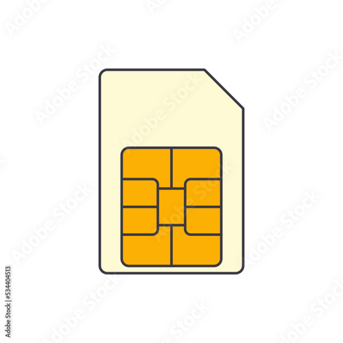 SIM card icon icon in color, isolated on white background 