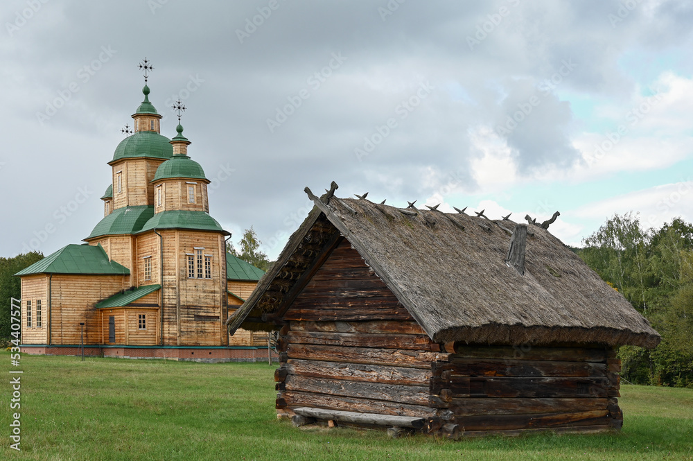 Small wooden church in the village 