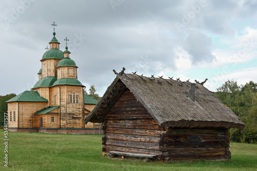 Small wooden church in the village 