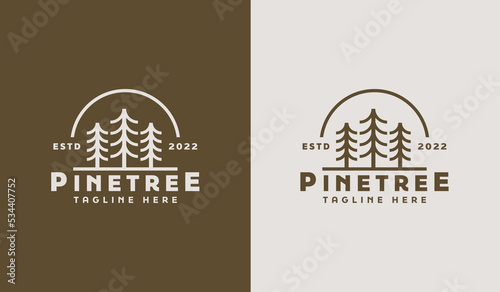 Pine Tree Monoline Logo Template. Universal creative premium symbol. Vector sign icon logo template. Vector illustration