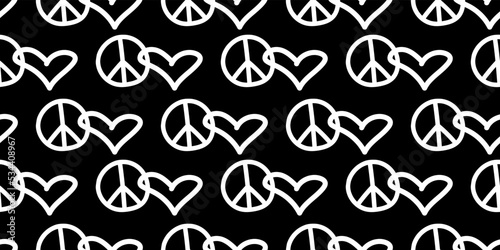 Peace and love - vector seamless pattern with international symbol of pacifism, disarmament, world peace in simple doodle flat style. Simple background, texture