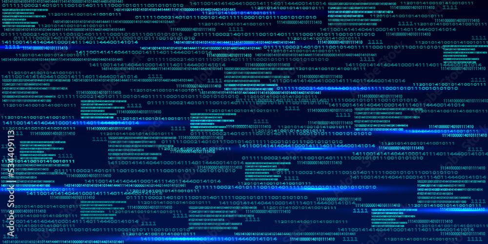 Vecteur Stock Blue binary code or matrix on the dark background with ...