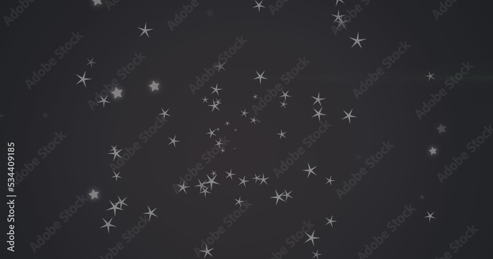 Obraz premium Image of diverse grey stars falling over black background